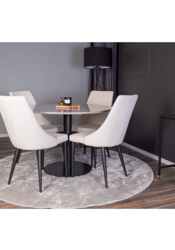 VENTURE DESIGN Razzia spisebord - gr terrazzo og svart metall (106)