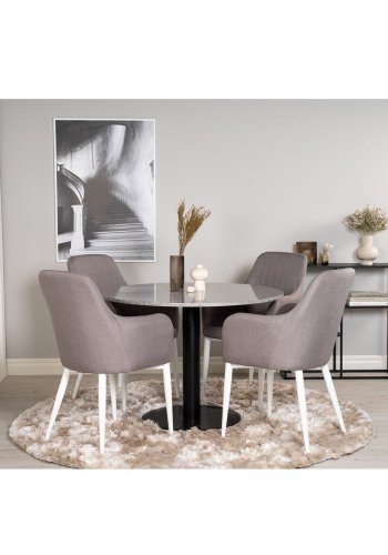 VENTURE DESIGN Razzia spisebord - gr terrazzo og svart metall (106)