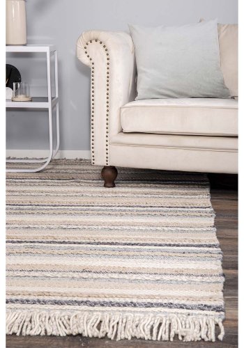 VENTURE DESIGN Gudha Teppich – beige und blaue Wolle (170x240) 