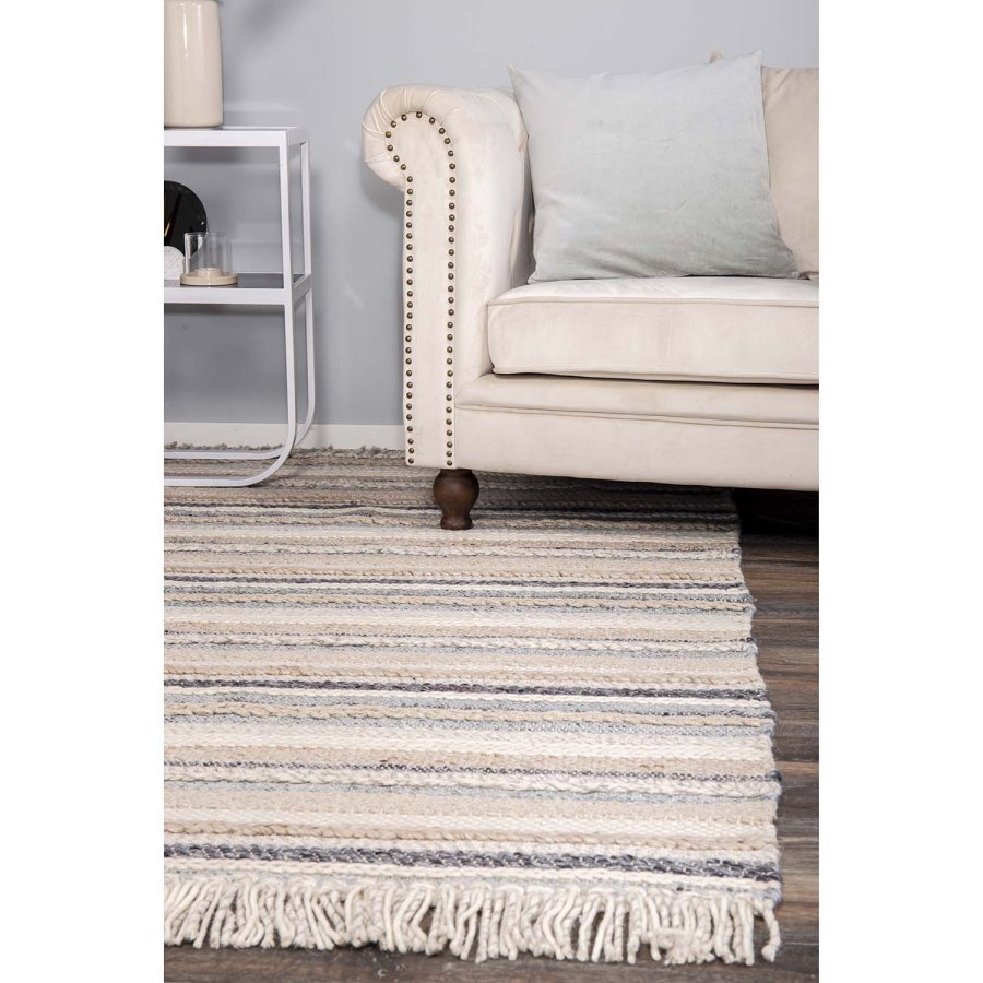 VENTURE DESIGN Gudha Teppich – beige und blaue Wolle (170x240) 