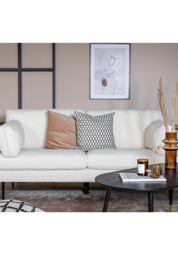 VENTURE DESIGN Boom 3-seters sofa - hvit teddystoff polyester og sort metall