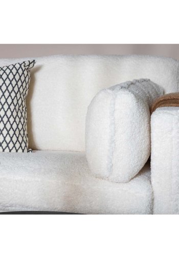 VENTURE DESIGN Boom 3-seters sofa - hvit teddystoff polyester og sort metall