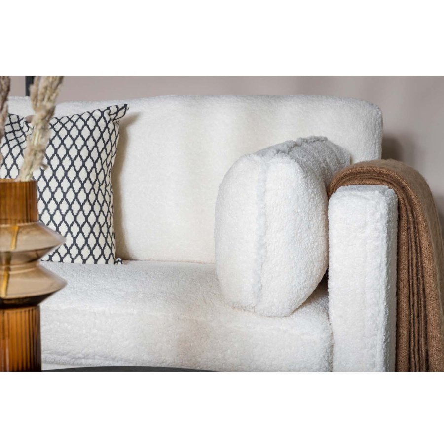 VENTURE DESIGN Boom 3-seters sofa - hvit teddystoff polyester og sort metall