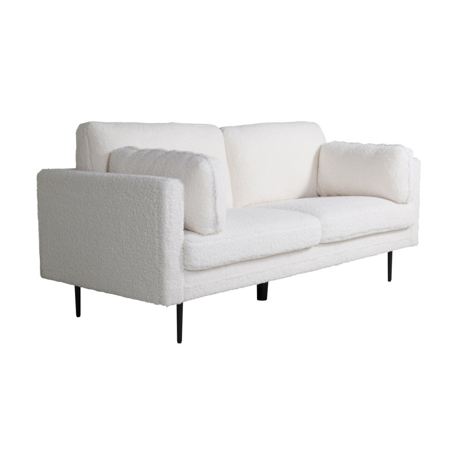 VENTURE DESIGN Boom 3-seters sofa - hvit teddystoff polyester og sort metall