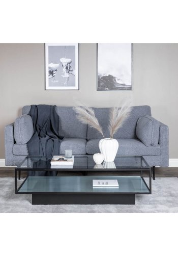VENTURE DESIGN Boom 3 pers. sofa - m�rkegr� bamsestof polyester og sort metal