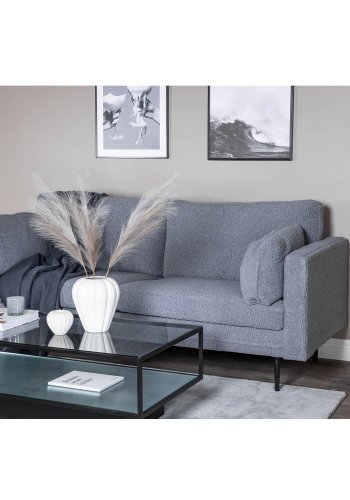 VENTURE DESIGN Boom 3 pers. sofa - m�rkegr� bamsestof polyester og sort metal