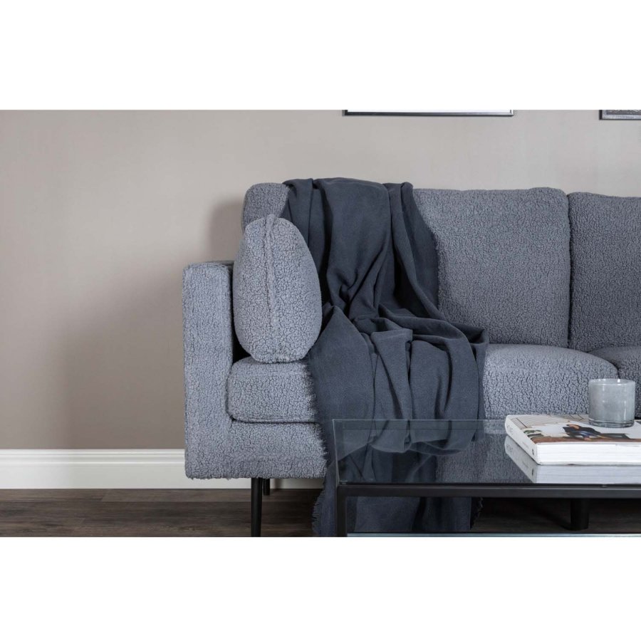 VENTURE DESIGN Boom 3 pers. sofa - m�rkegr� bamsestof polyester og sort metal