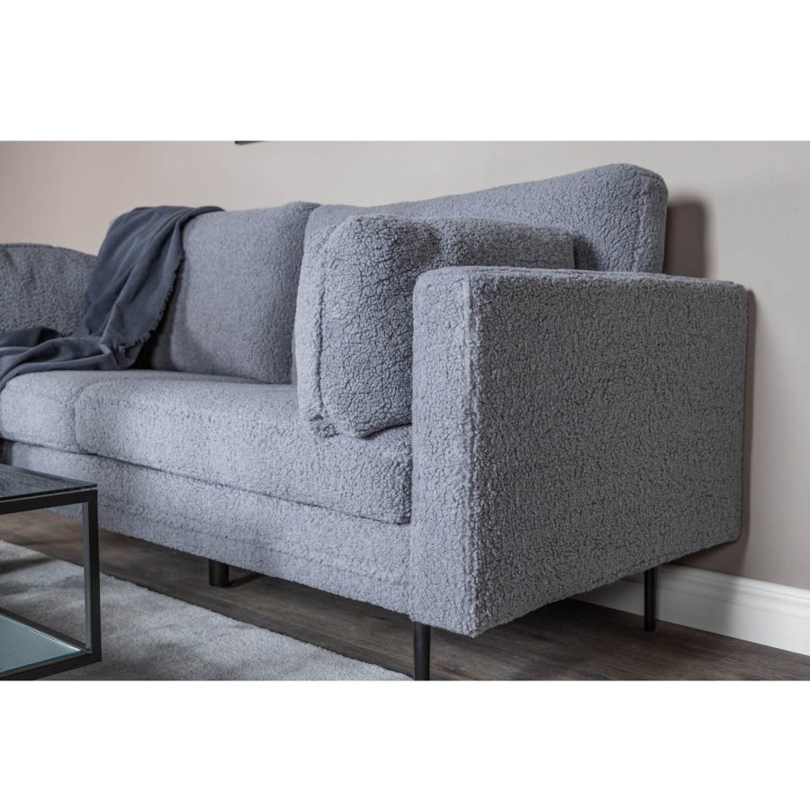 VENTURE DESIGN Boom 3 pers. sofa - m�rkegr� bamsestof polyester og sort metal