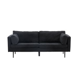 VENTURE DESIGN Boom Sofa – schwarzer Stoff/Leinen und schwarzer Stahl