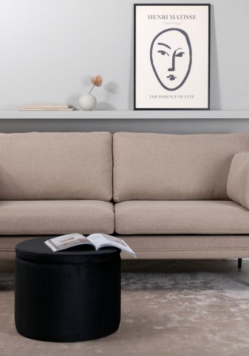 VENTURE DESIGN Boom 3-Sitzer-Sofa - braunes Polyester und schwarzer Stahl