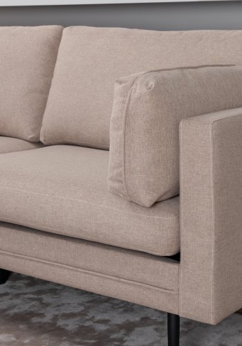 VENTURE DESIGN Boom 3-Sitzer-Sofa - braunes Polyester und schwarzer Stahl