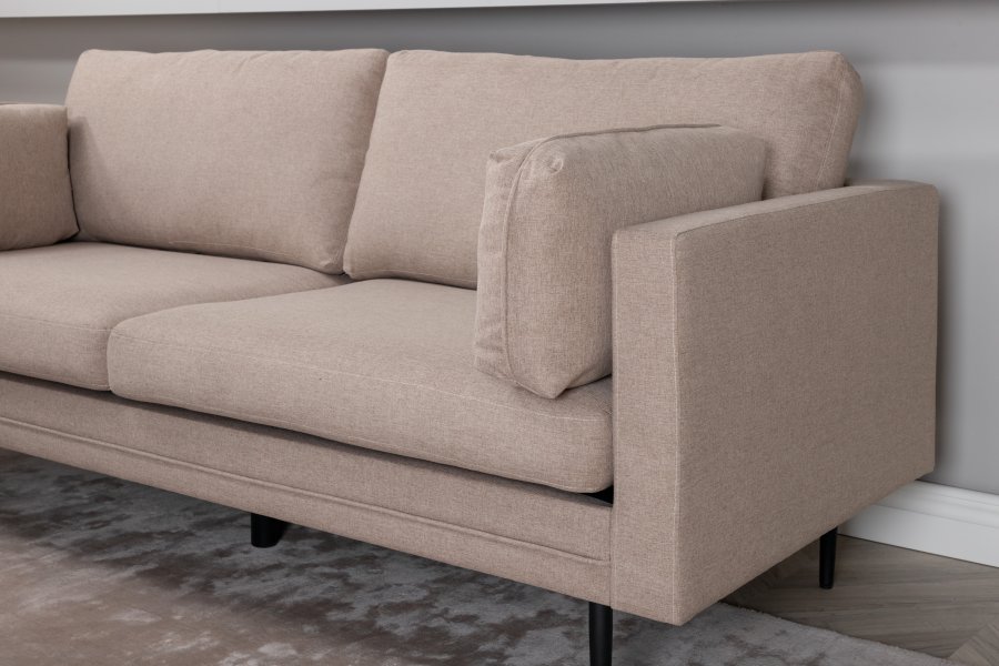 VENTURE DESIGN Boom 3-Sitzer-Sofa - braunes Polyester und schwarzer Stahl