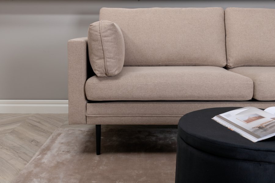 VENTURE DESIGN Boom 3-Sitzer-Sofa - braunes Polyester und schwarzer Stahl