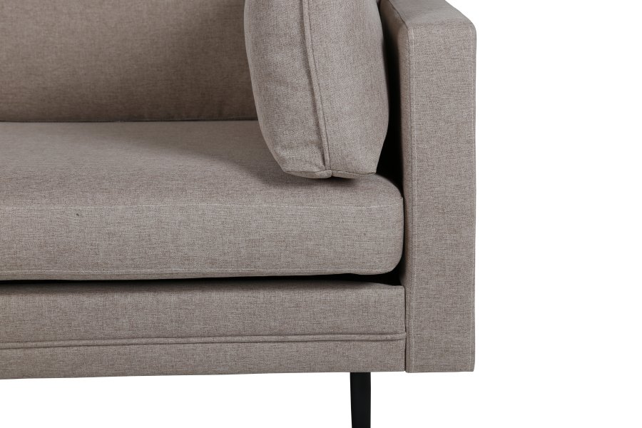 VENTURE DESIGN Boom 3-Sitzer-Sofa - braunes Polyester und schwarzer Stahl