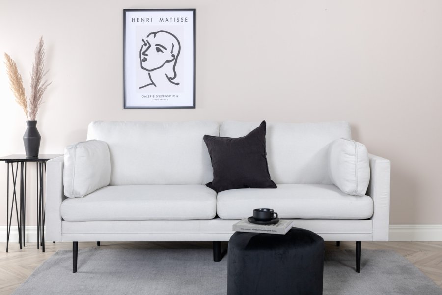 VENTURE DESIGN Boom 3-seters sofa - lys beige polyester og sort stl