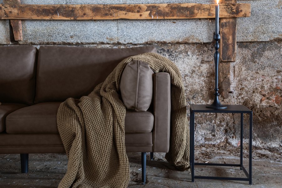 VENTURE DESIGN Boom 3-seters sofa - brun mikrofiber og sort stl