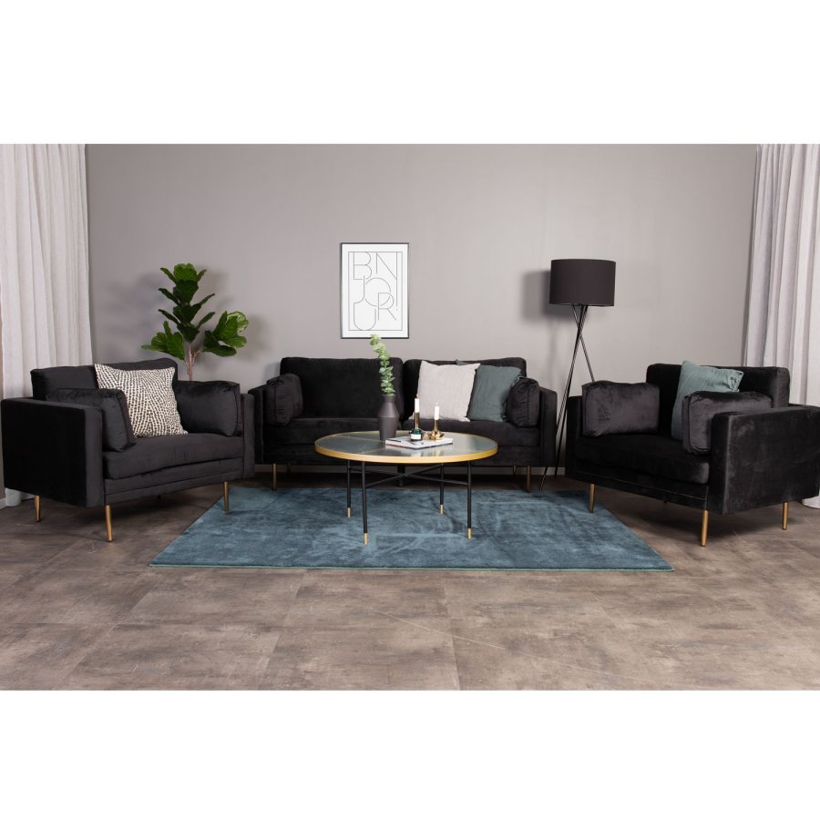 VENTURE DESIGN Boom 3-seters sofa - svart polyester og metall