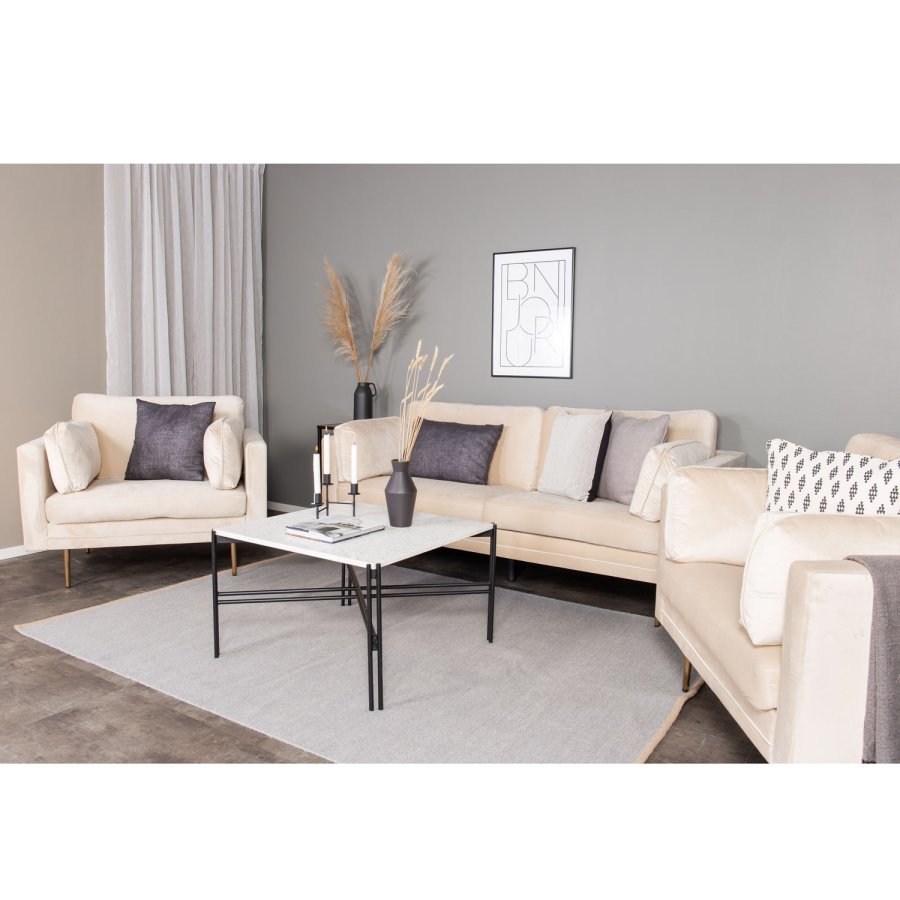 VENTURE DESIGN Boom lenestol, med armlener - kremstoff og metall