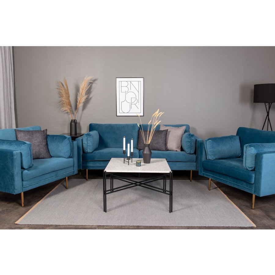 VENTURE DESIGN Boom lenestol, med armlener - bl polyester og metall