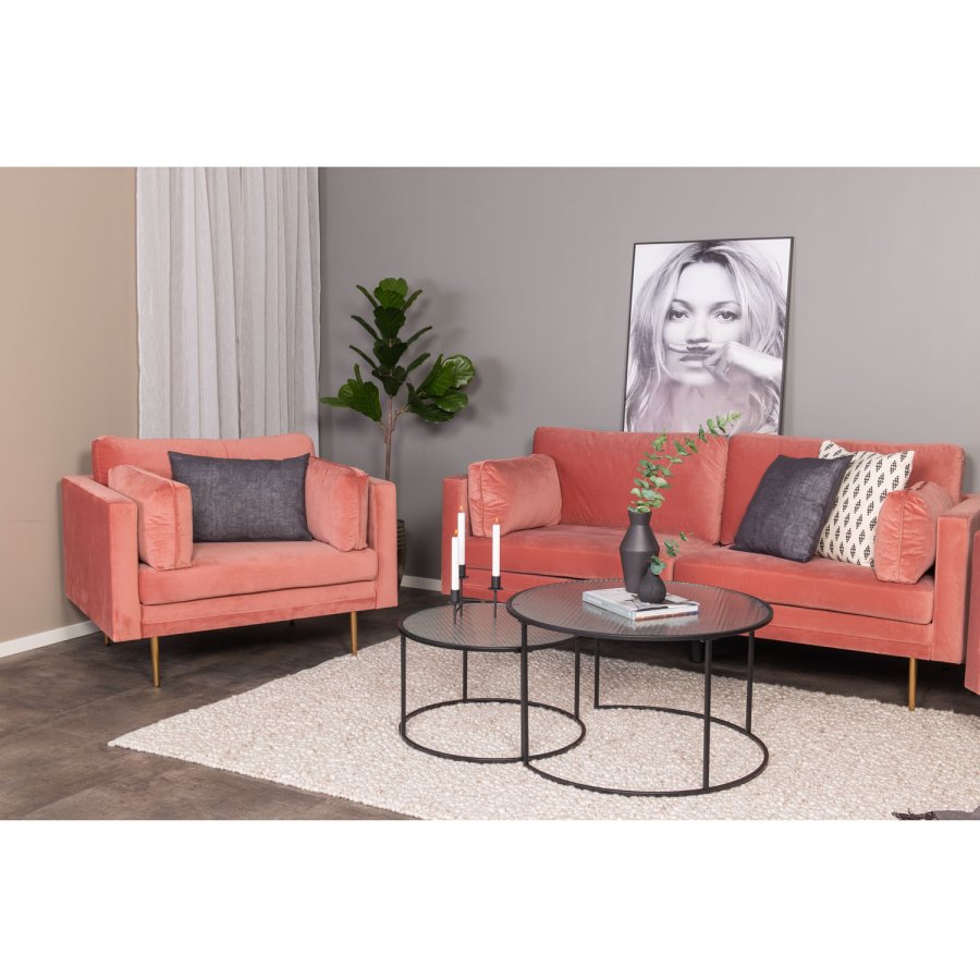 VENTURE DESIGN Boom lenestol, med armlener - rosa polyester og metall