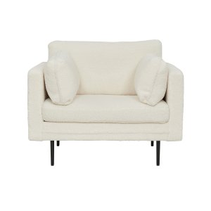 VENTURE DESIGN Boom Armchair - Vit Plysch Polyester och Svart Metall