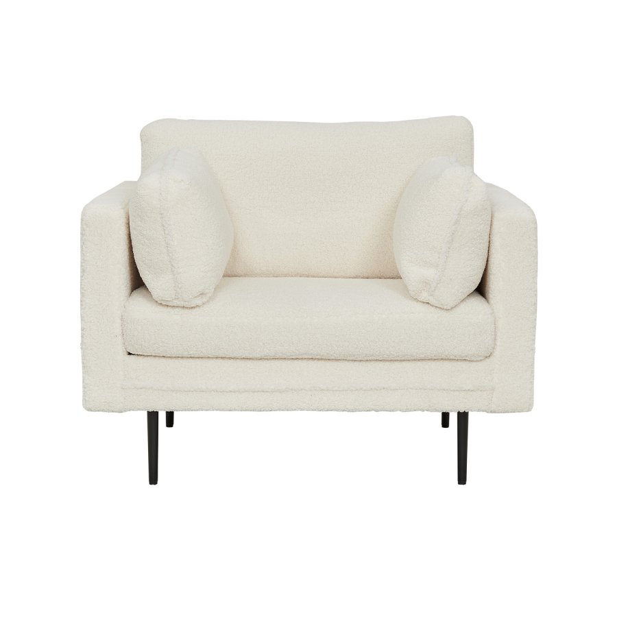 VENTURE DESIGN Boom lenestol - hvit teddystoff polyester og sort metall