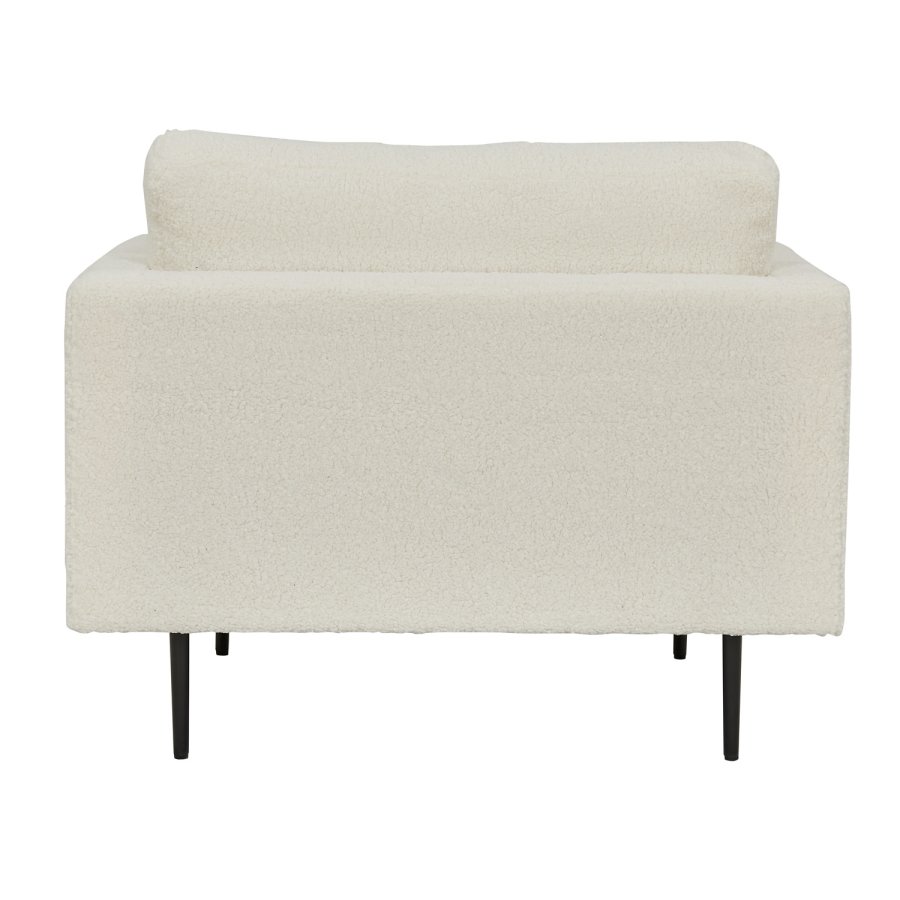 VENTURE DESIGN Boom lenestol - hvit teddystoff polyester og sort metall