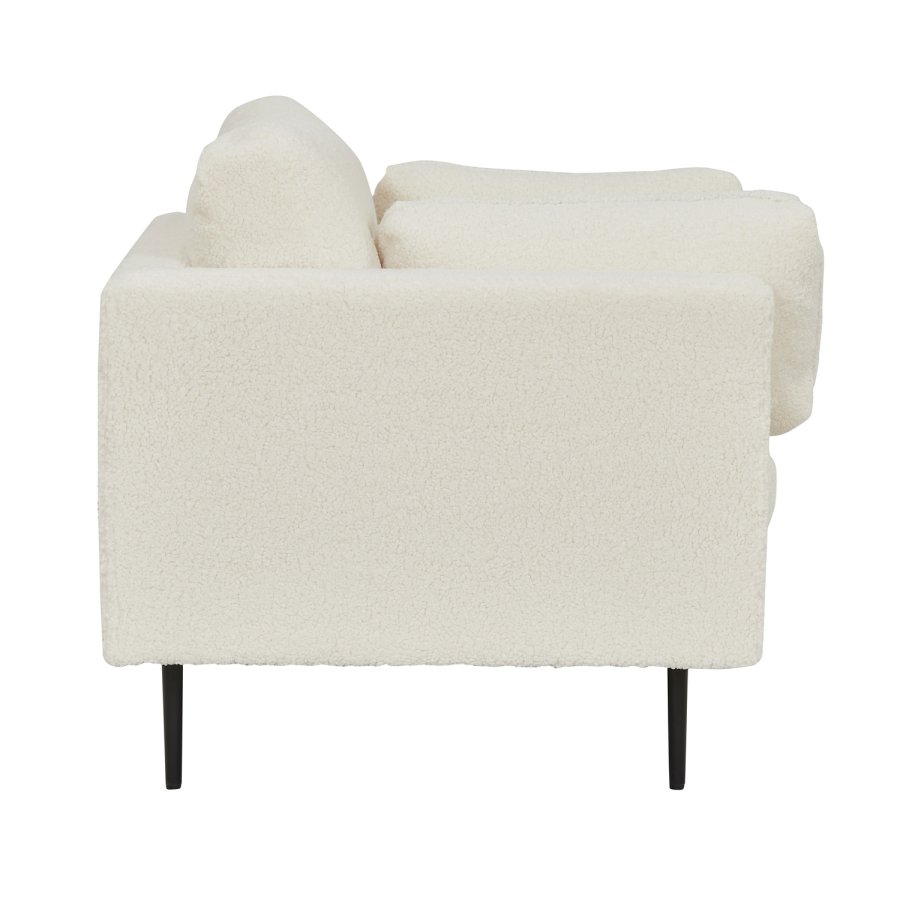 VENTURE DESIGN Boom lenestol - hvit teddystoff polyester og sort metall