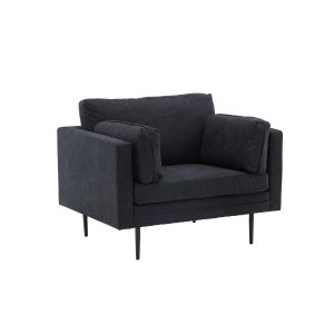 VENTURE DESIGN Boom ftölj, w. armstöd - svart polyestertyg och stl