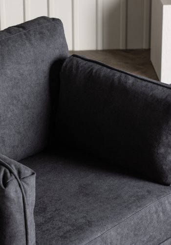 VENTURE DESIGN Boom Sessel, mit Armlehnen – schwarzer Polyesterstoff und Stahl