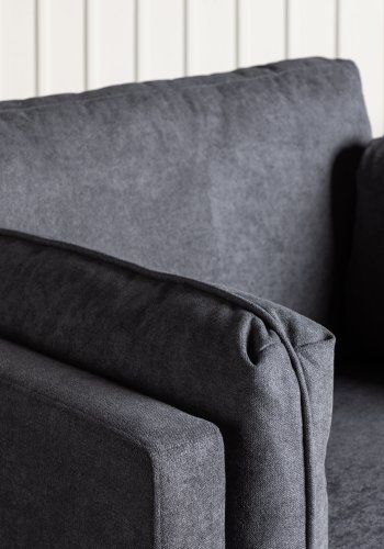 VENTURE DESIGN Boom Sessel, mit Armlehnen – schwarzer Polyesterstoff und Stahl