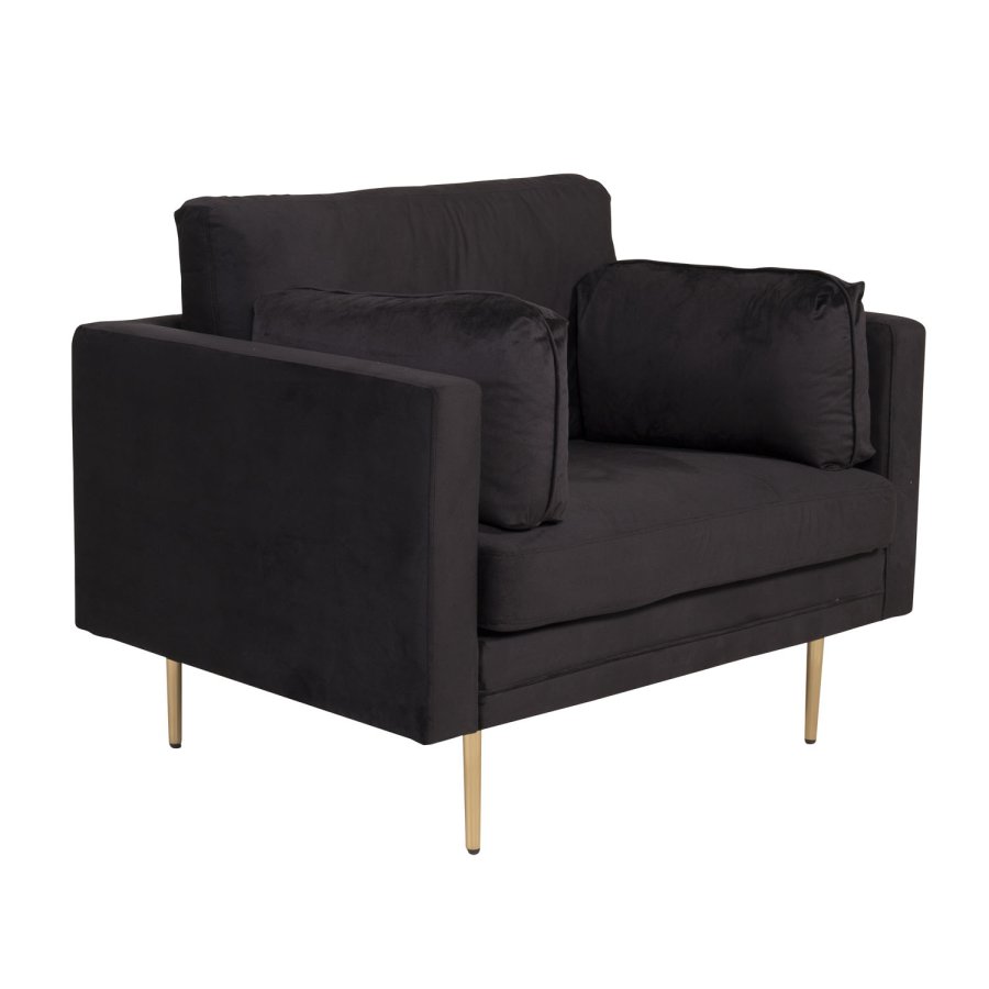 VENTURE DESIGN Boom lenestol, med armlener - svart polyester og metall og metall