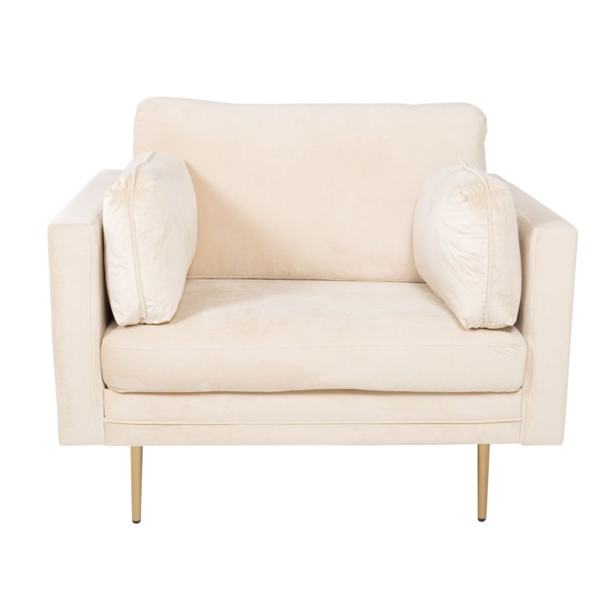 VENTURE DESIGN Boom lenestol, med armlener - kremstoff og metall