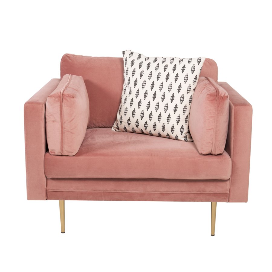 VENTURE DESIGN Boom lenestol, med armlener - rosa polyester og metall