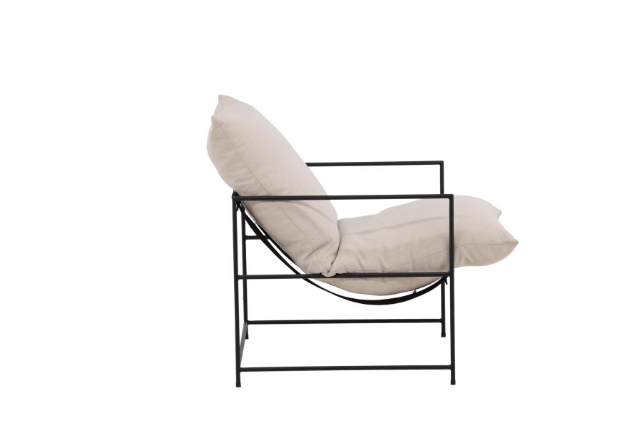 VENTURE DESIGN Sedalia lenestol - hvit lin og sort stl