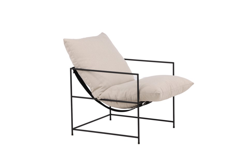 VENTURE DESIGN Sedalia lenestol - hvit lin og sort stl