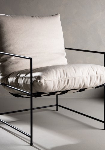 VENTURE DESIGN Sedalia lenestol - hvit lin og sort stl