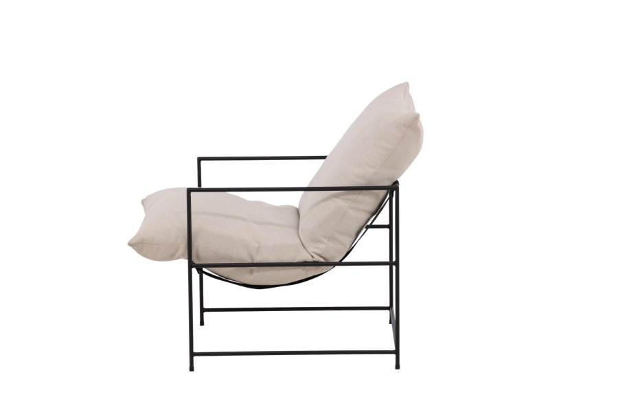 VENTURE DESIGN Sedalia lenestol - hvit lin og sort stl