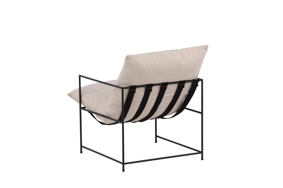 VENTURE DESIGN Sedalia lenestol - hvit lin og sort stl