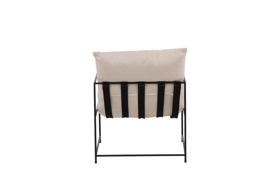 VENTURE DESIGN Sedalia lenestol - hvit lin og sort stl