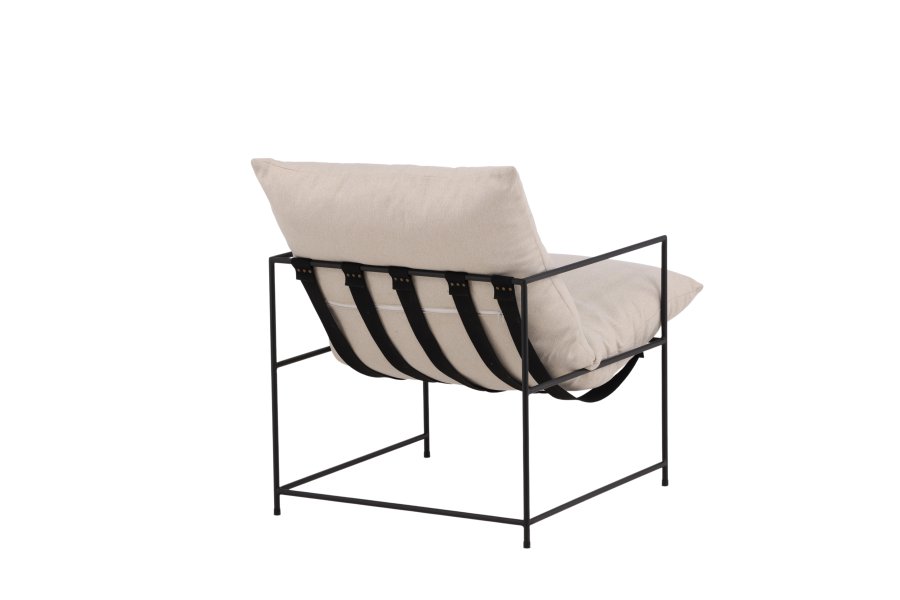 VENTURE DESIGN Sedalia lenestol - hvit lin og sort stl