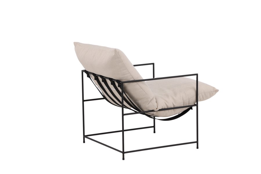 VENTURE DESIGN Sedalia lenestol - hvit lin og sort stl