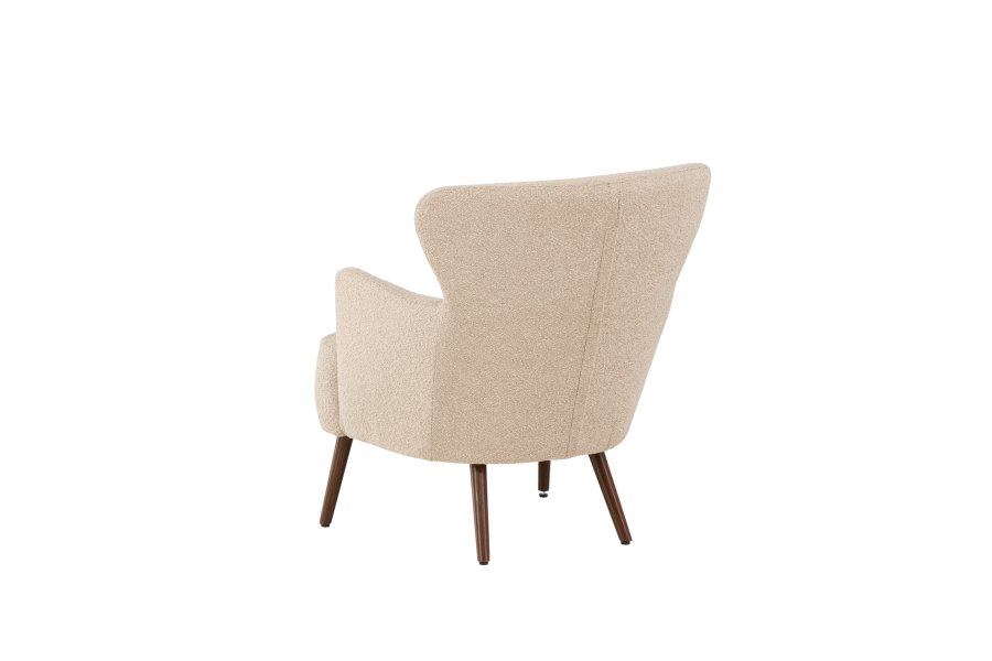 VENTURE DESIGN Lincoln lenestol - beige bouclè-stoff og valnttstl