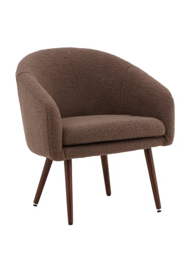 VENTURE DESIGN Wanda lenestol - brun teddystoff polyester og mrk valntt stl
