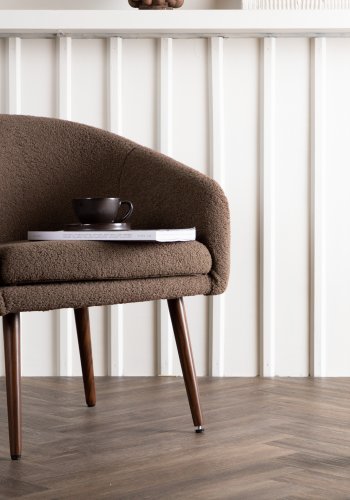 VENTURE DESIGN Wanda lenestol - brun teddystoff polyester og mrk valntt stl