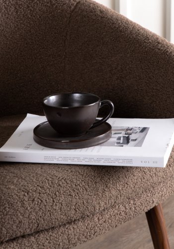 VENTURE DESIGN Wanda lenestol - brun teddystoff polyester og mrk valntt stl