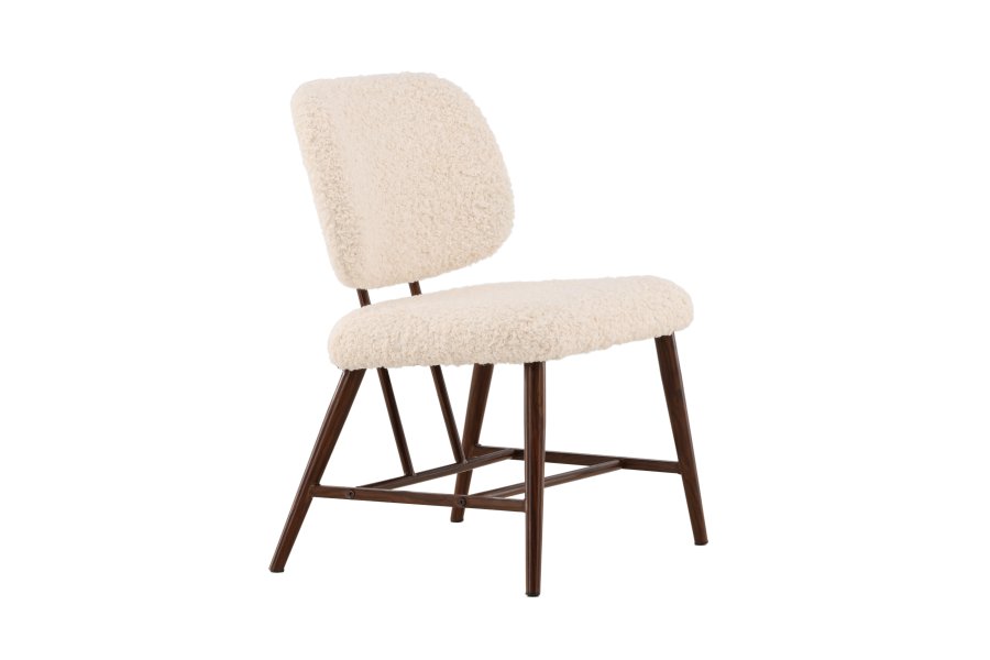 VENTURE DESIGN Midland loungestol - hvid bamsestof polyester og brun stl