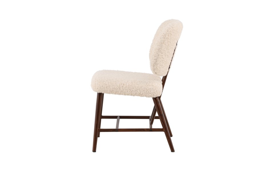 VENTURE DESIGN Midland loungestol - hvid bamsestof polyester og brun stl