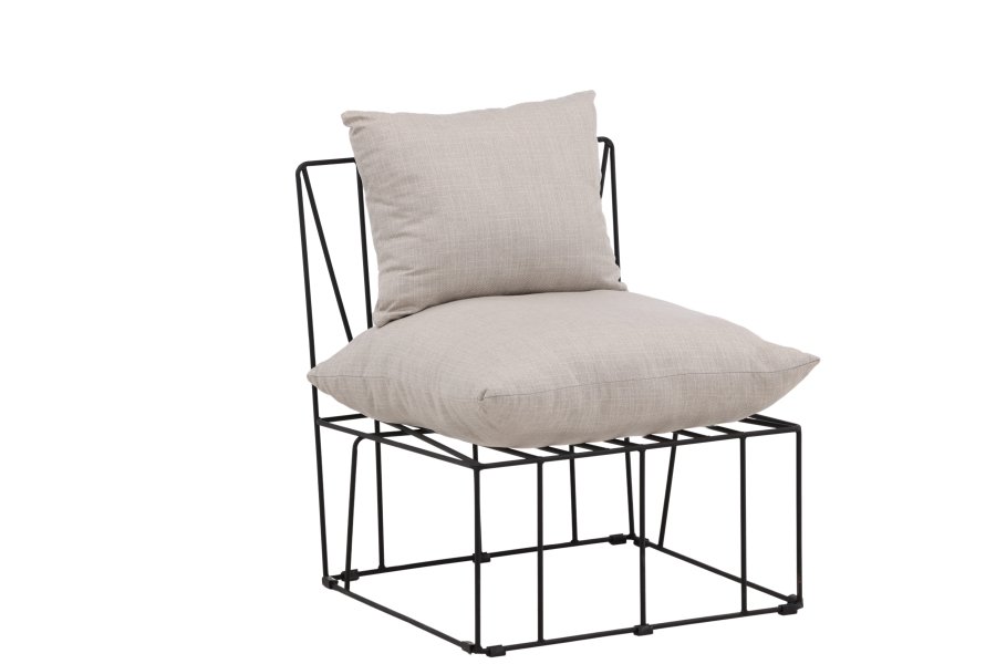 VENTURE DESIGN Livonia lenestol - beige polyester og sort stl