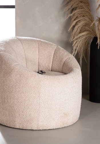 VENTURE DESIGN Warren loungestol - beige bouclé-stoff